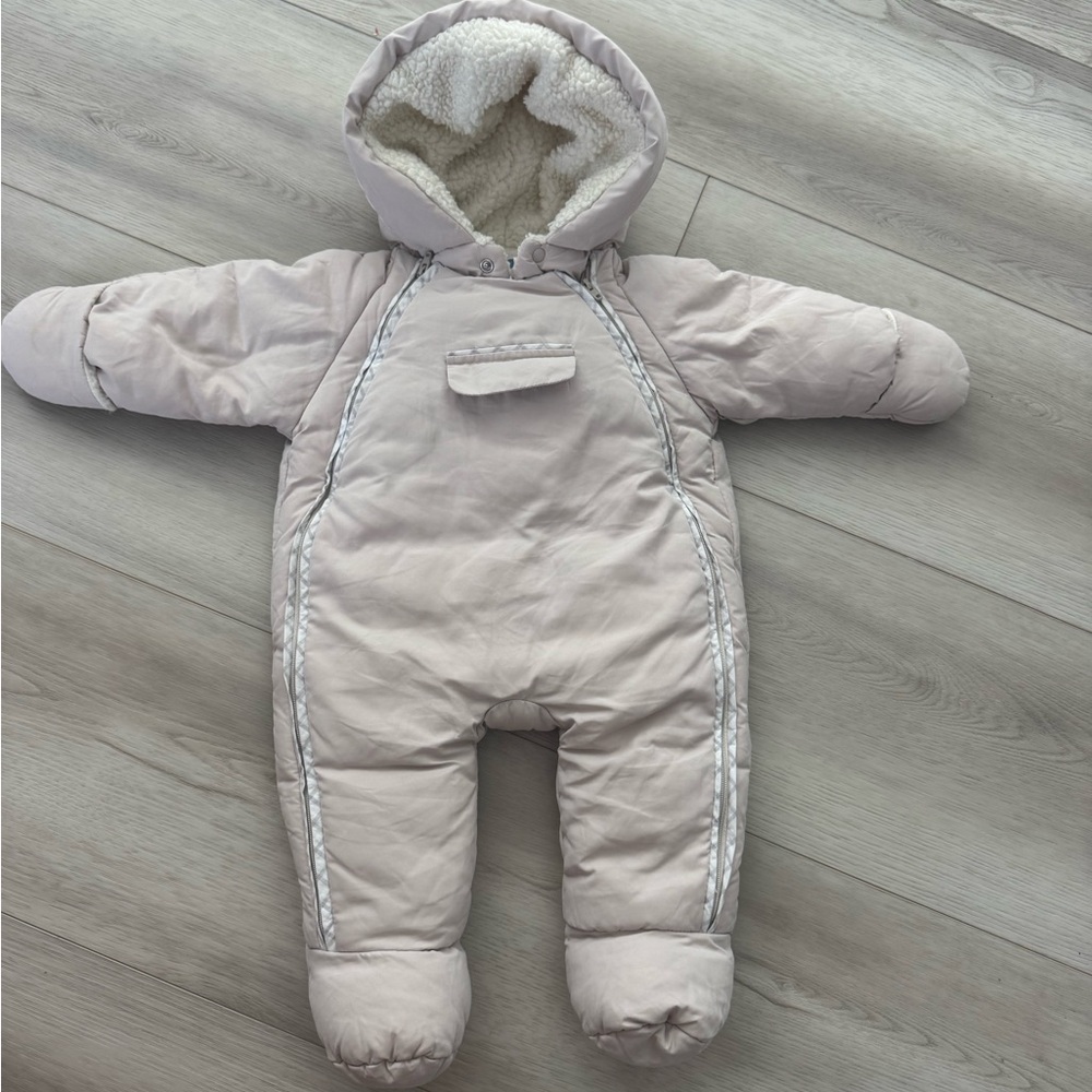 Jacadi Cream Baby Snowsuit with Fleece Lining